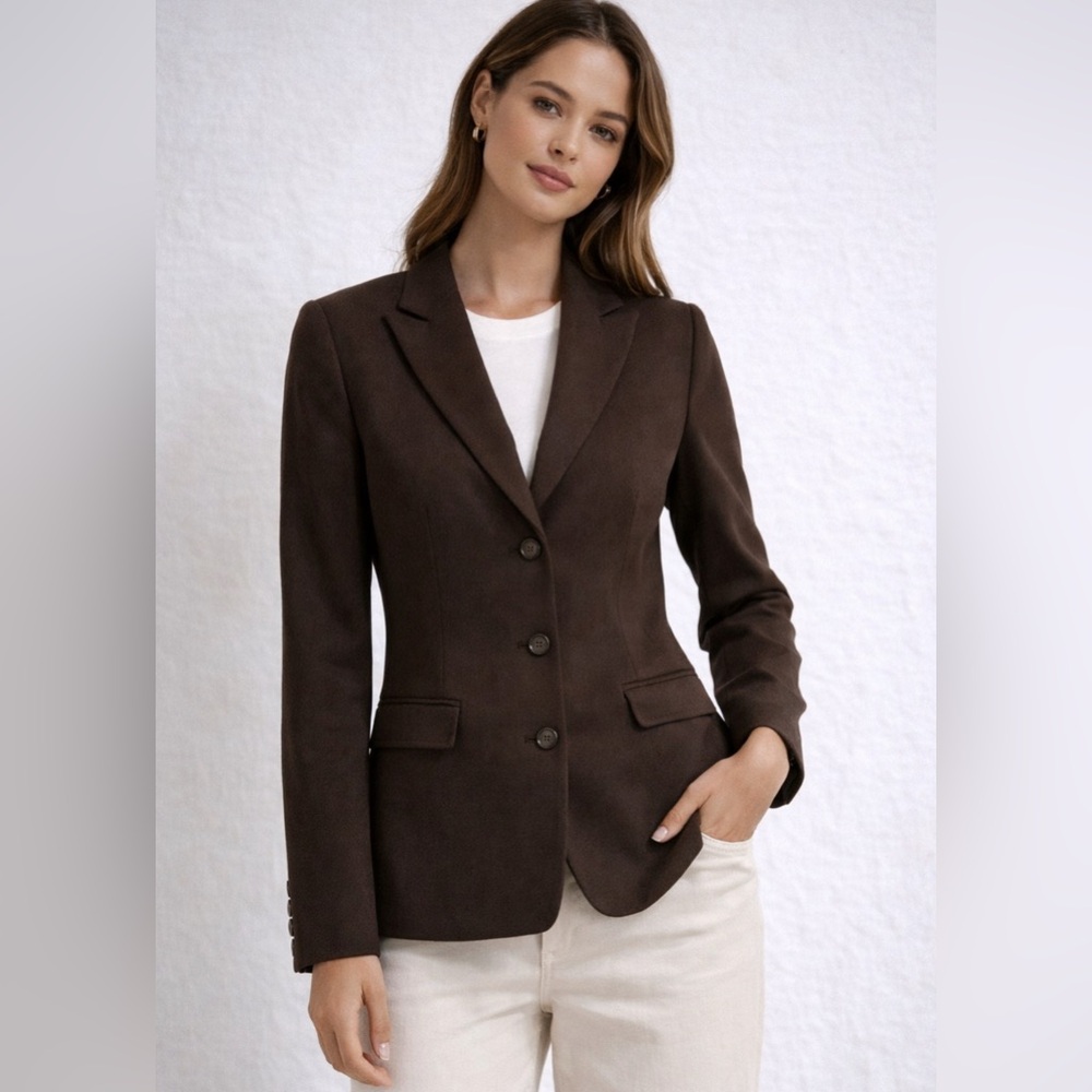 Tahari Wool Blend Blazer – Chocolate Brown –‎ Women’s Size 2